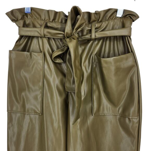 SALE Who What Where Women's Ankle Length Paper Bag Trousers Faux Leather Size 6 - Picture 7 of 8